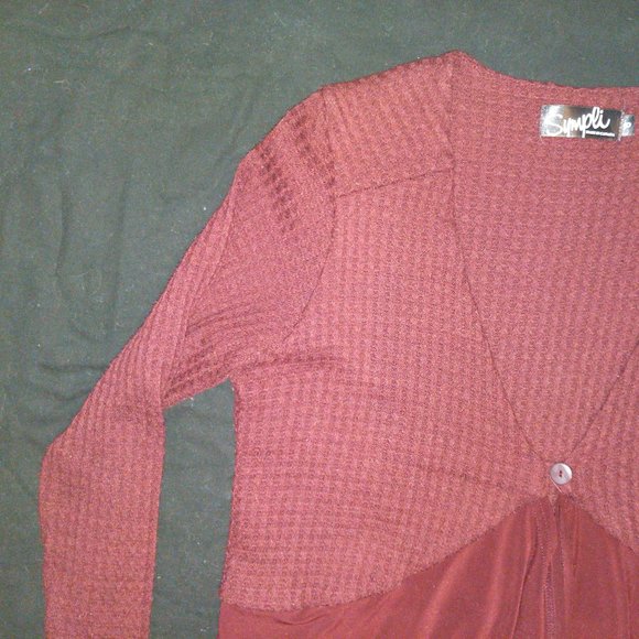 4/$20 | Sympli Purple One button flowy Cardigan - Picture 3 of 7